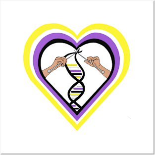 Non-Binary (ENBY) Pride Knitted Heart Posters and Art